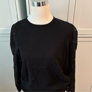 Loft Black 3/4 Lace Sleeve sweater